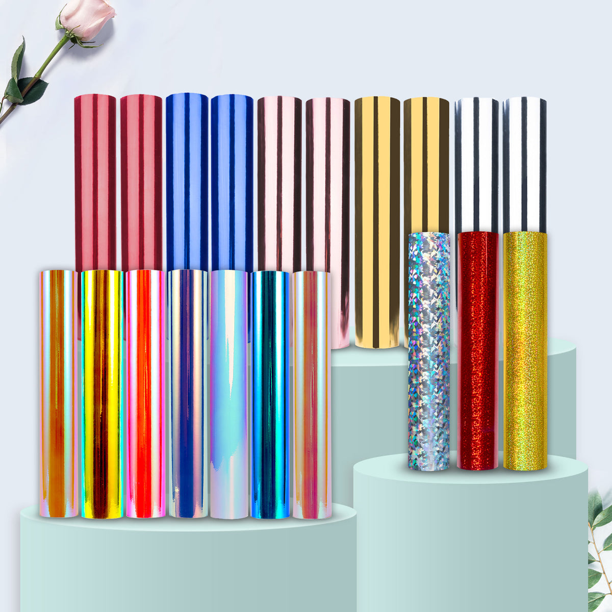 20 Rolls Holographic Chrome Craft Vinyl Bundle TeckwrapCraft