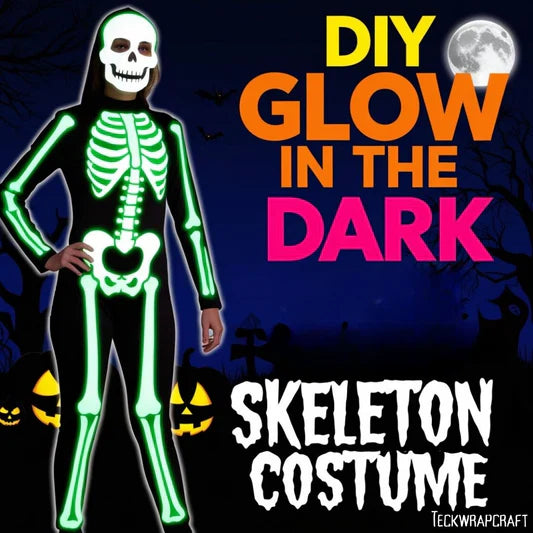 Easy DIY Glow In The Dark Skeleton Costume Banner