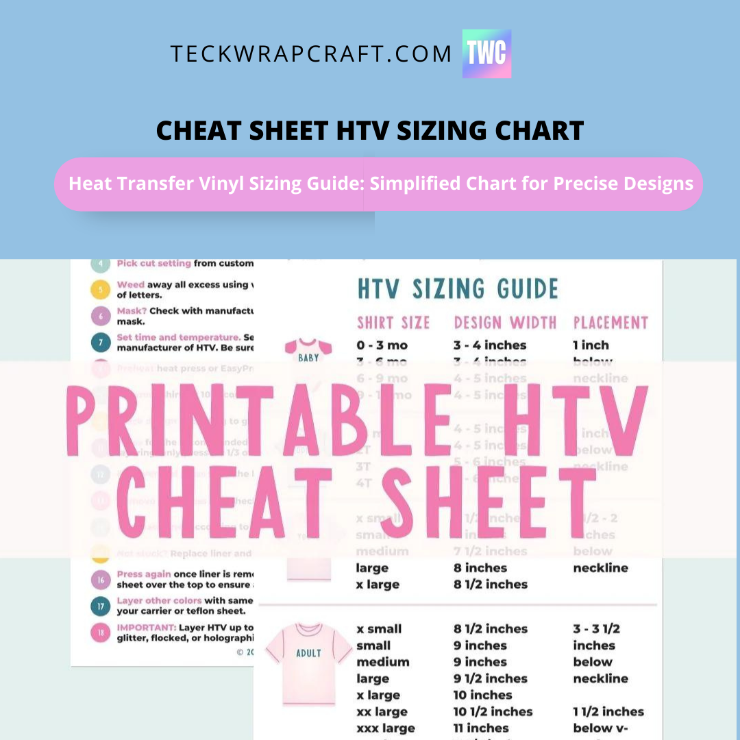 Cheat Sheet HTV Sizing Chart