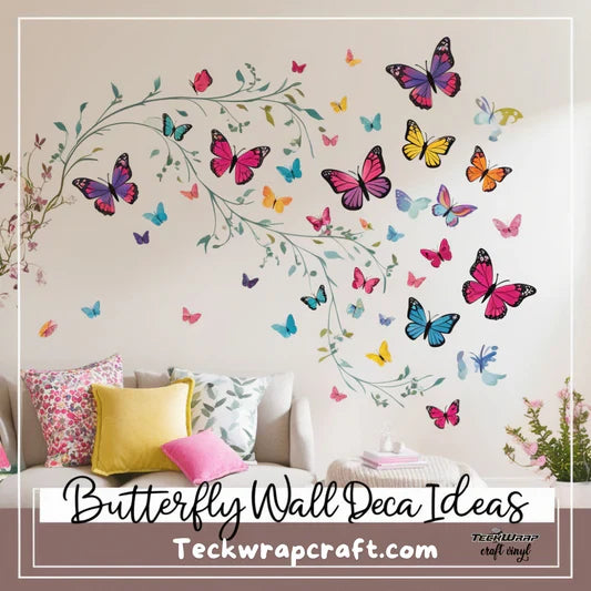 Butterfly Wall Decal Ideas Using Adhesive Craft Vinyl Banner