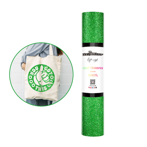 Glitter Heat Transfer Vinyl 5ft roll - 5ft / Apple Green - TeckwrapCraft