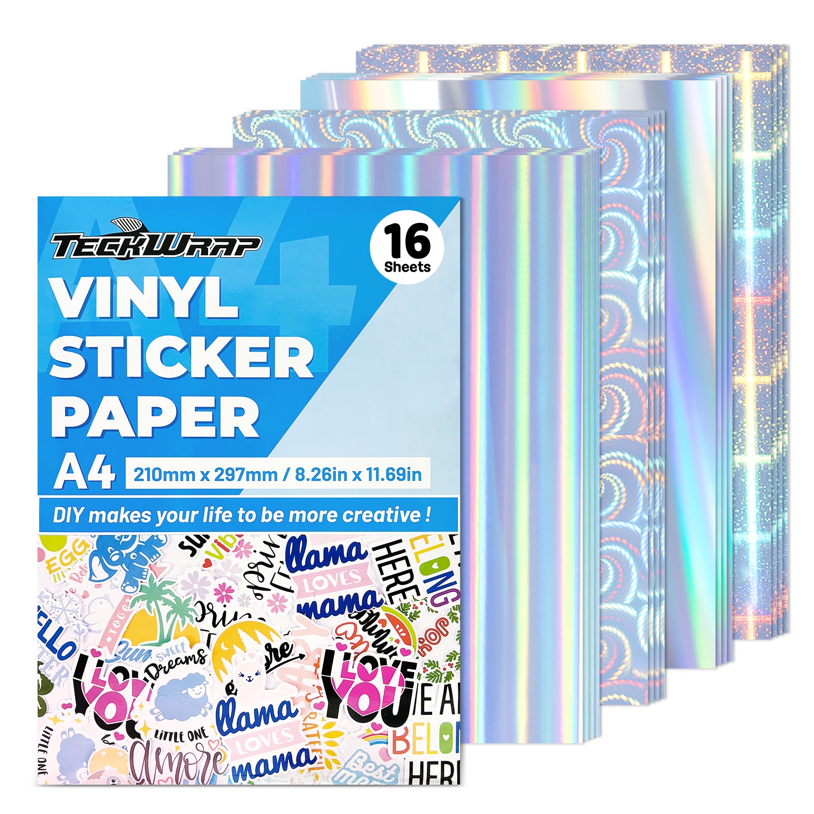 Inkjet Printable Sticker Vinyl - Assorted Holo Printable Sticker Vinyl(16PCS) - TeckwrapCraft