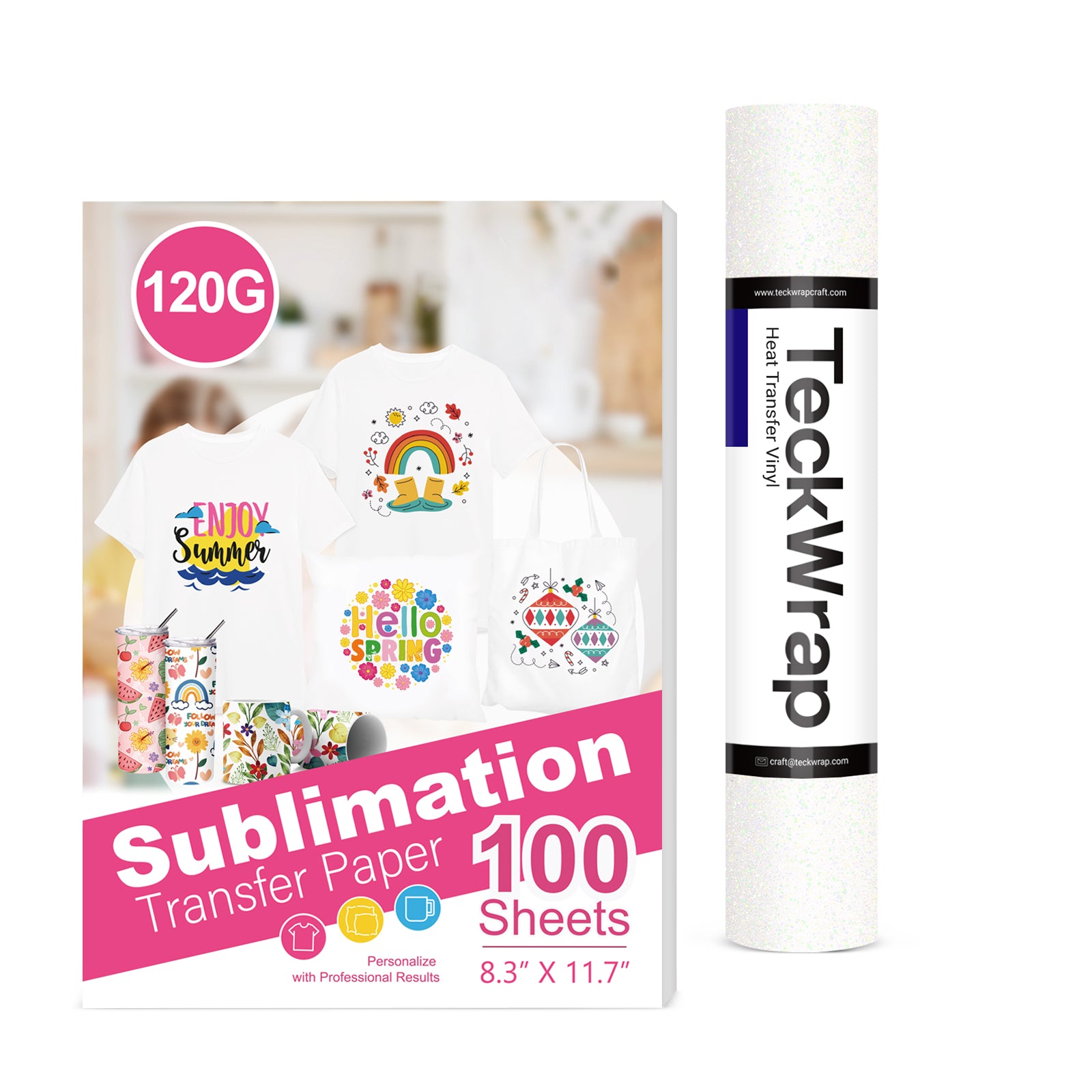 Glitter Colorful White HTV & Sublimation Paper Bundle