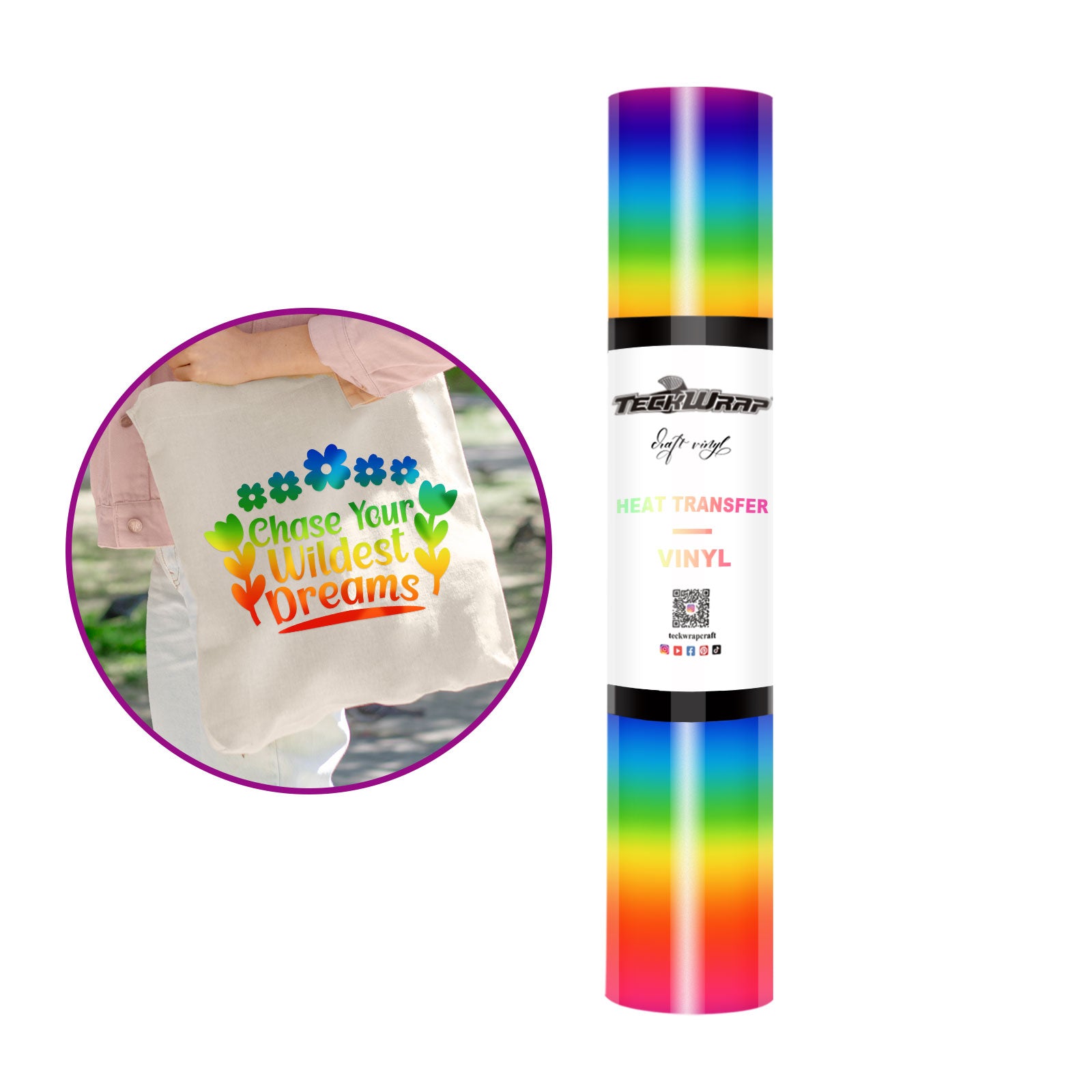 Pu Rainbow Stripes Heat Transfer Vinyl Role, HTV Roles Ranibow