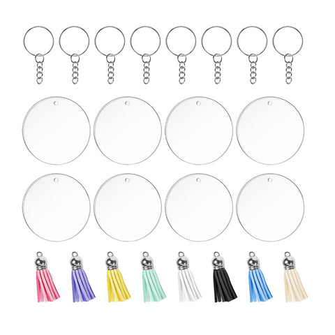 Round Acrylic Keychain Blanks - 8pcs - TeckwrapCraft