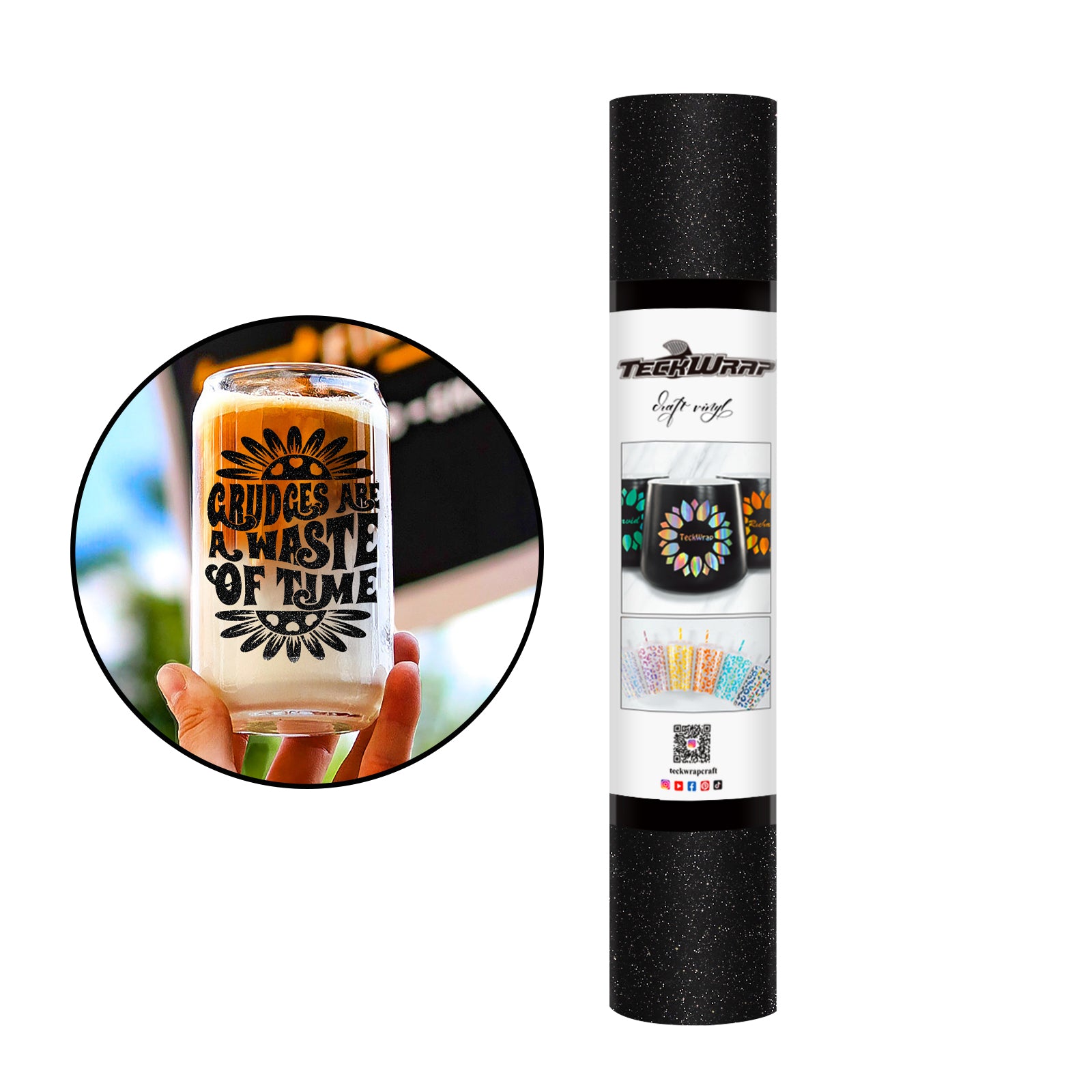 Glitter Adhesive Craft Vinyl 5ft Black