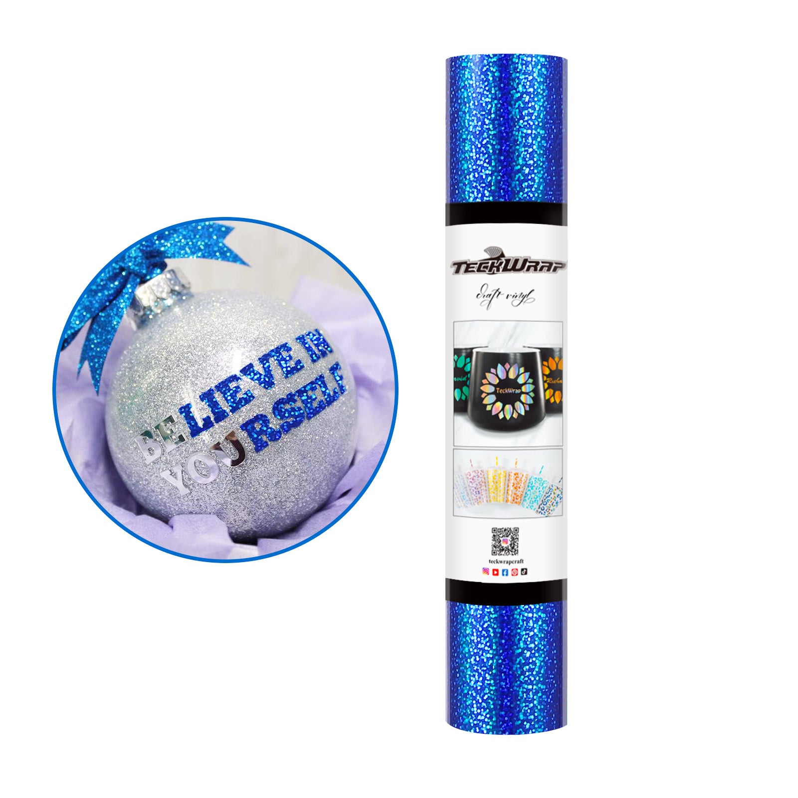 Holographic Sparkle Adhesive Craft Viny l5ft Blue