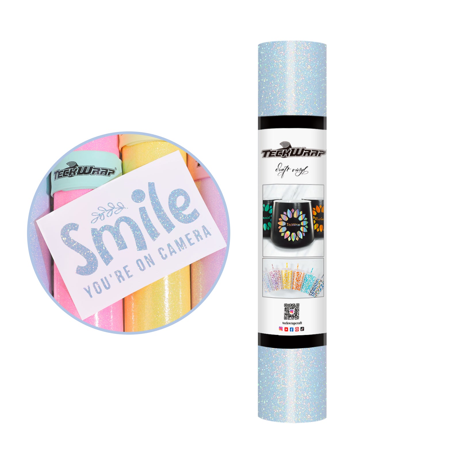 Colorful Shimmer Adhesive Vinyl - 5ft / Baby Blue - TeckwrapCraft