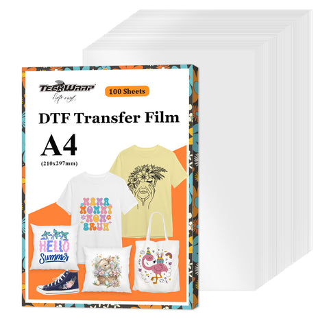 DTF Transfer Film Sheet - Single Sided Matte Finish - 100 Sheets (A4） - TeckwrapCraft