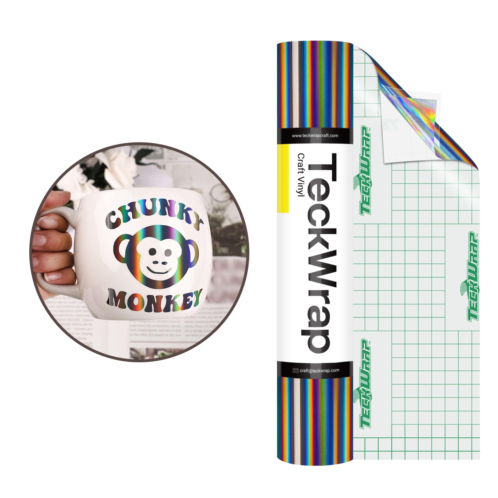 Bubble Free Dark Gray Holographic Rainbow Adhesive Vinyl