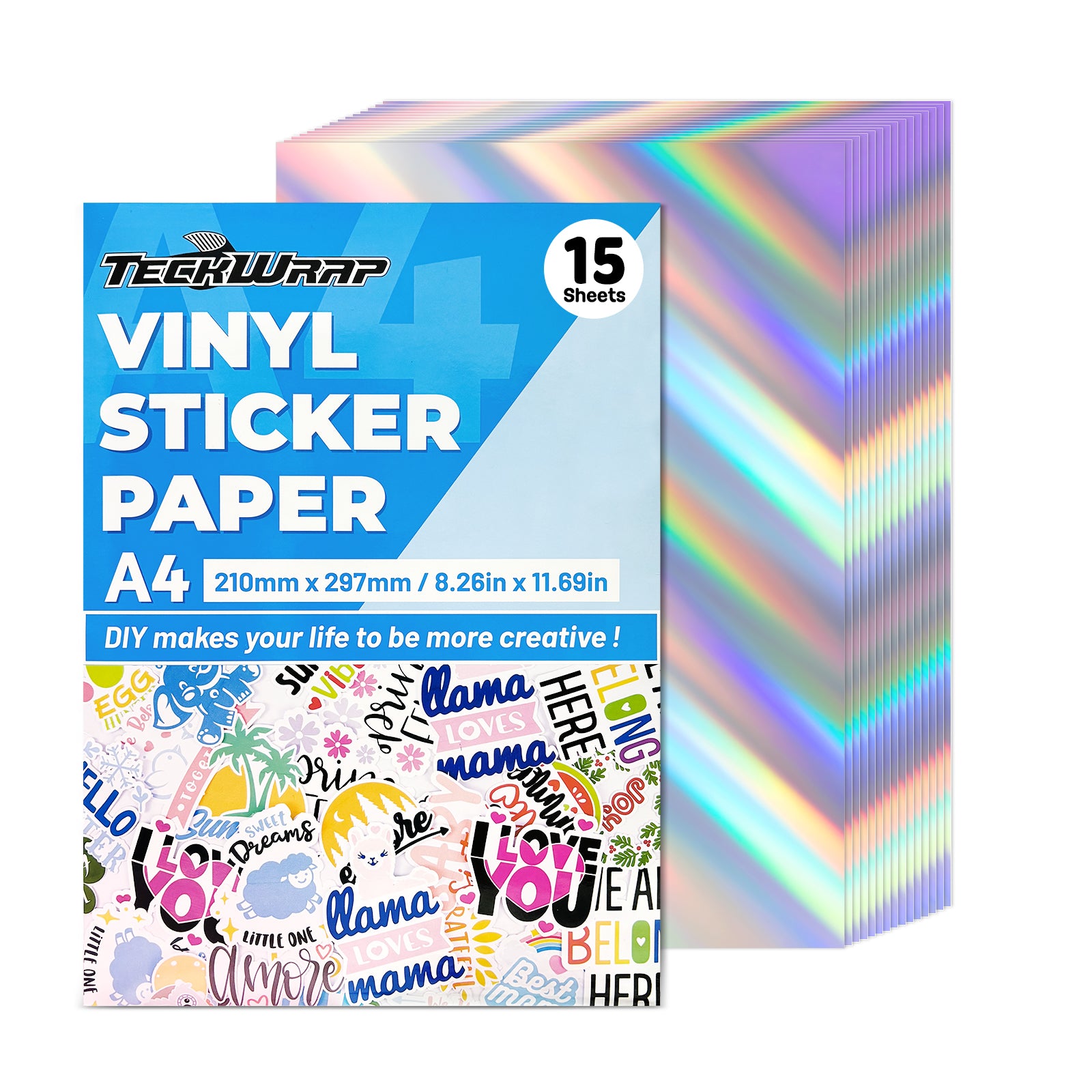 Inkjet Printable Sticker Vinyl - Holographic Printable Sticker Vinyl（15 PCS) - TeckwrapCraft