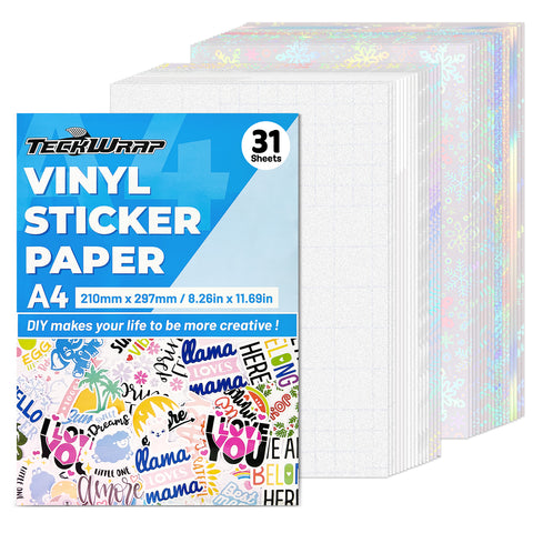 Beginner Packs for Printable Sticker Vinyl - Mixed Laminate Sheets Pack (31PCS) - TeckwrapCraft