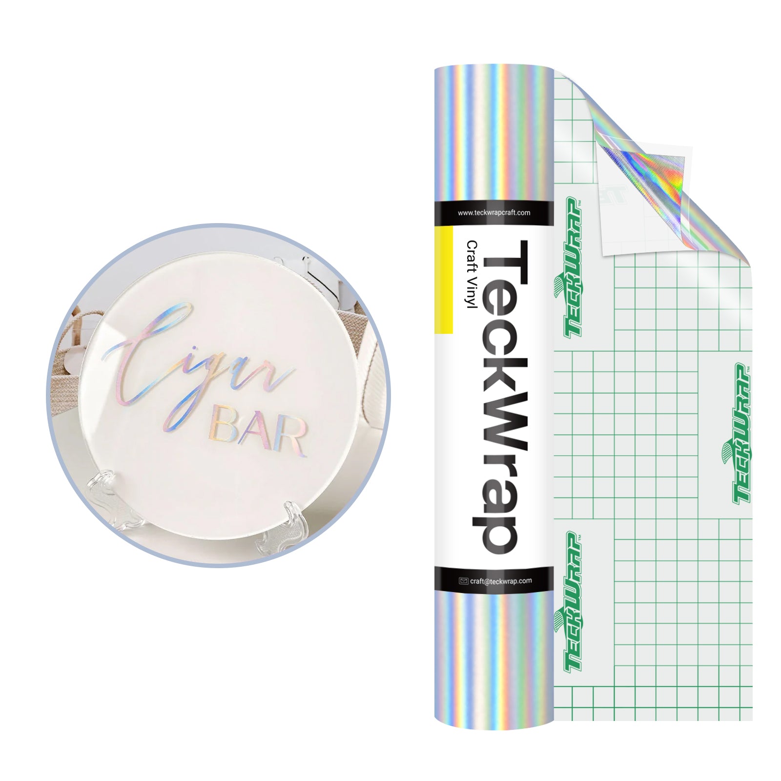 Bubble Free Matte Silver Holographic Rainbow Adhesive Vinyl