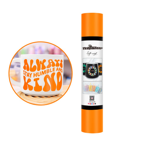 Dusty Matte 10ft Adhesive Craft Vinyl - 10ft / Neon Orange - TeckwrapCraft