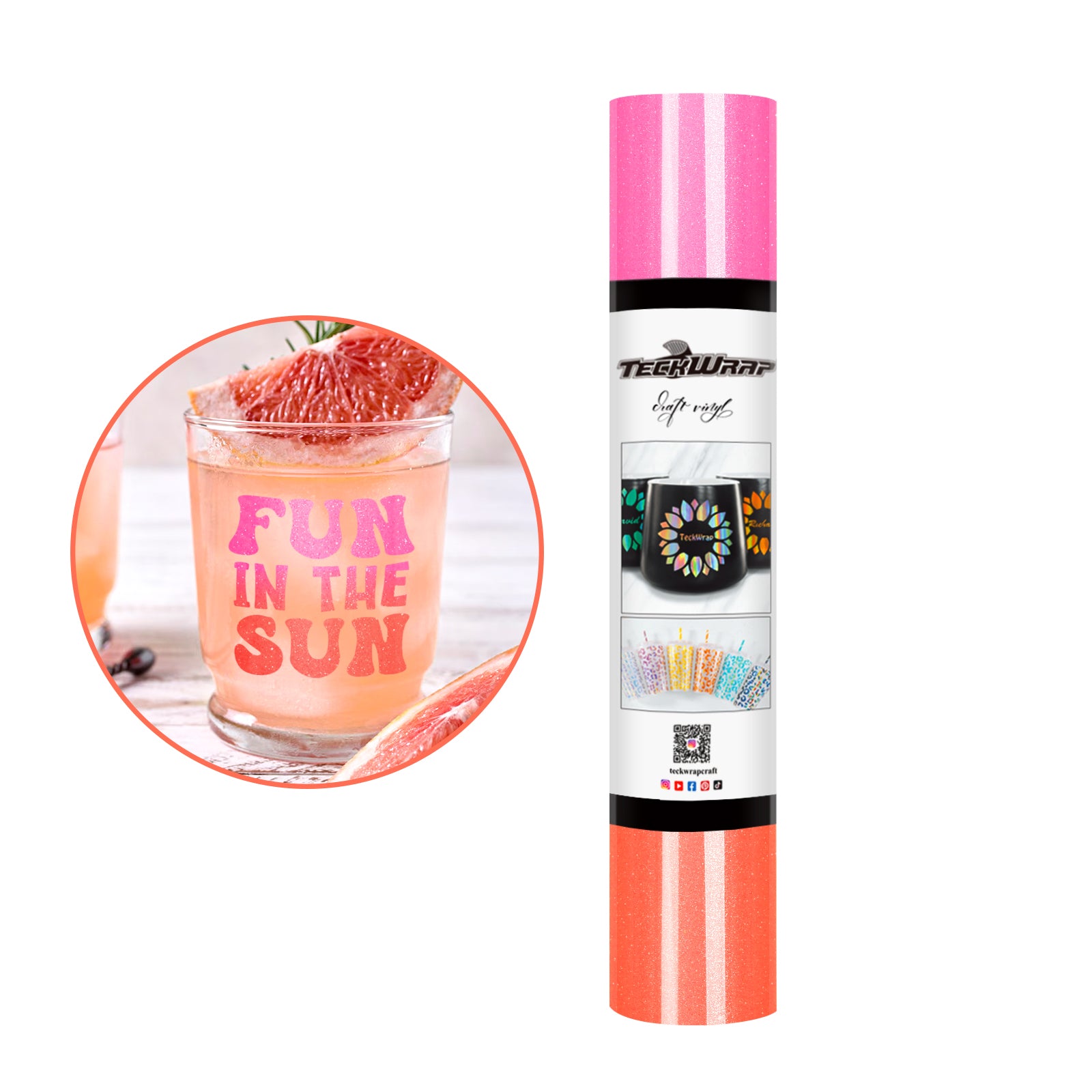 Shimmer Cold Color Change Adhesive Vinyl - 5ft / Neon Pink to Tomato - TeckwrapCraft