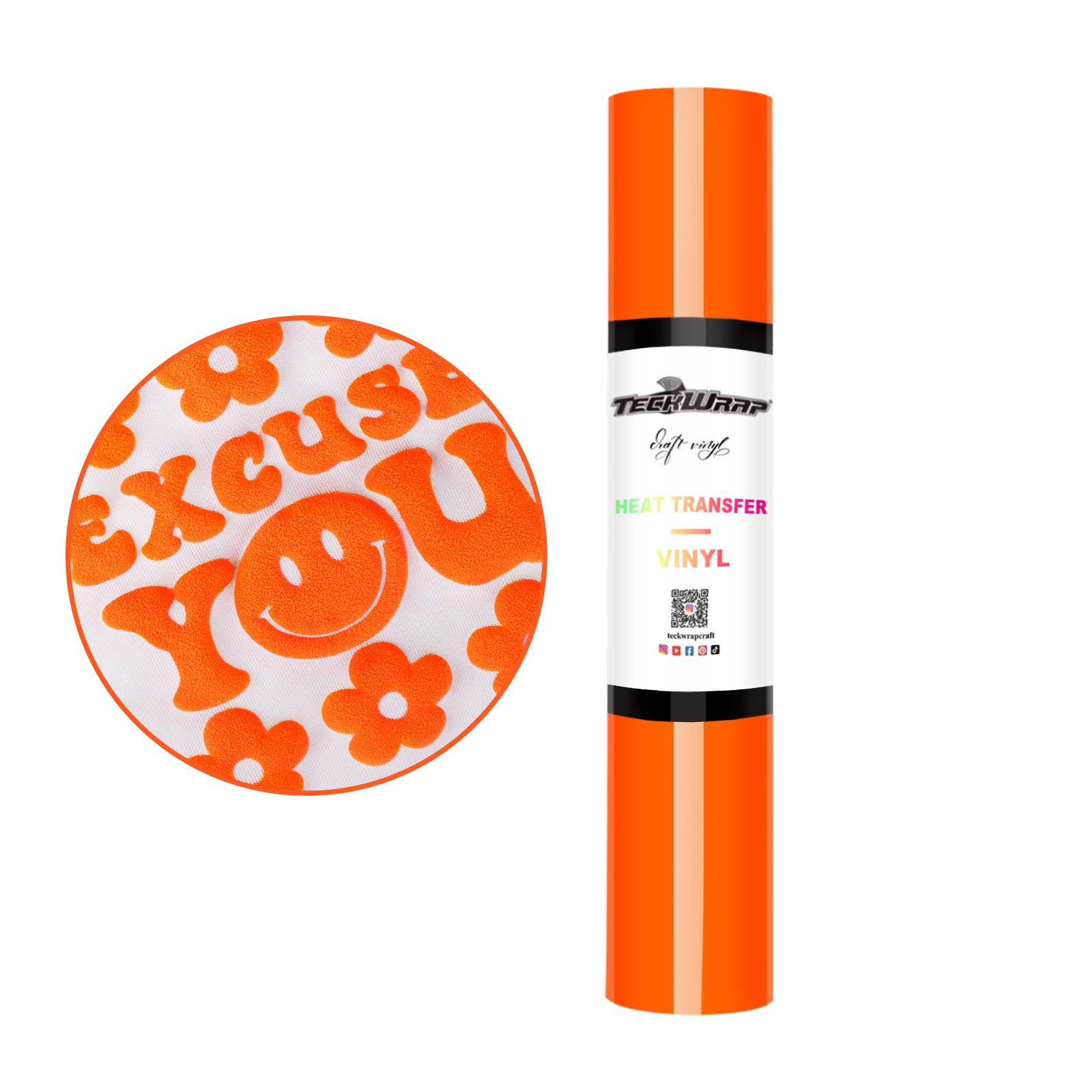 Puff Heat Transfer Vinyl 5ft Orange