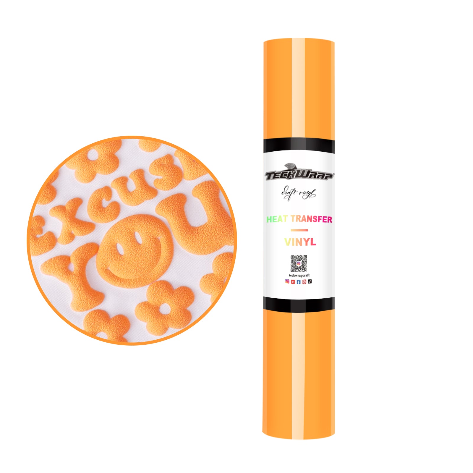 Puff Heat Transfer Vinyl 5ft Pastel Orange