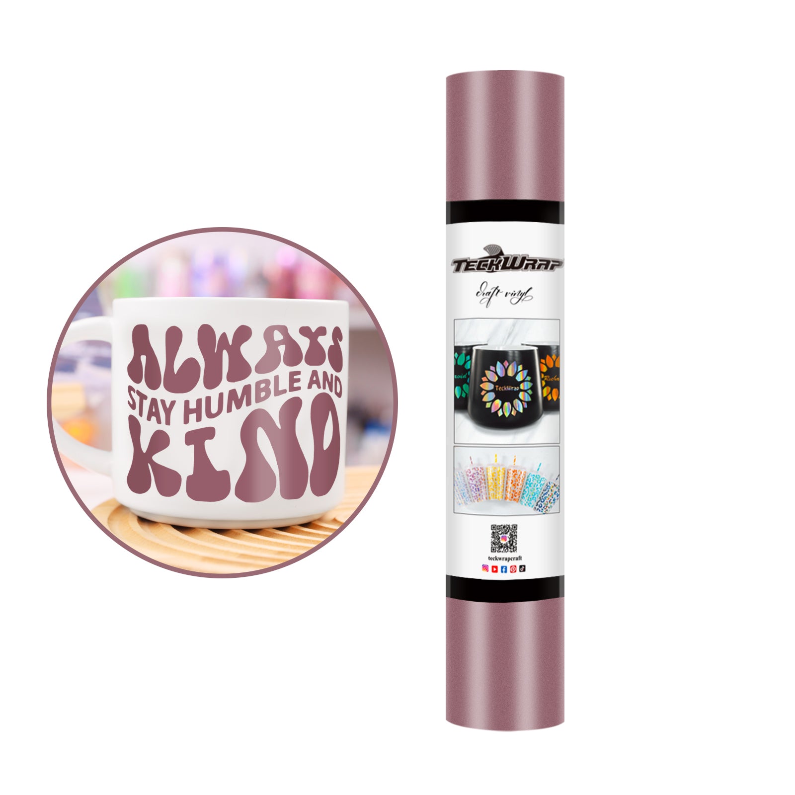 Dusty Matte Adhesive Craft Vinyl 10ft Rose Gold 