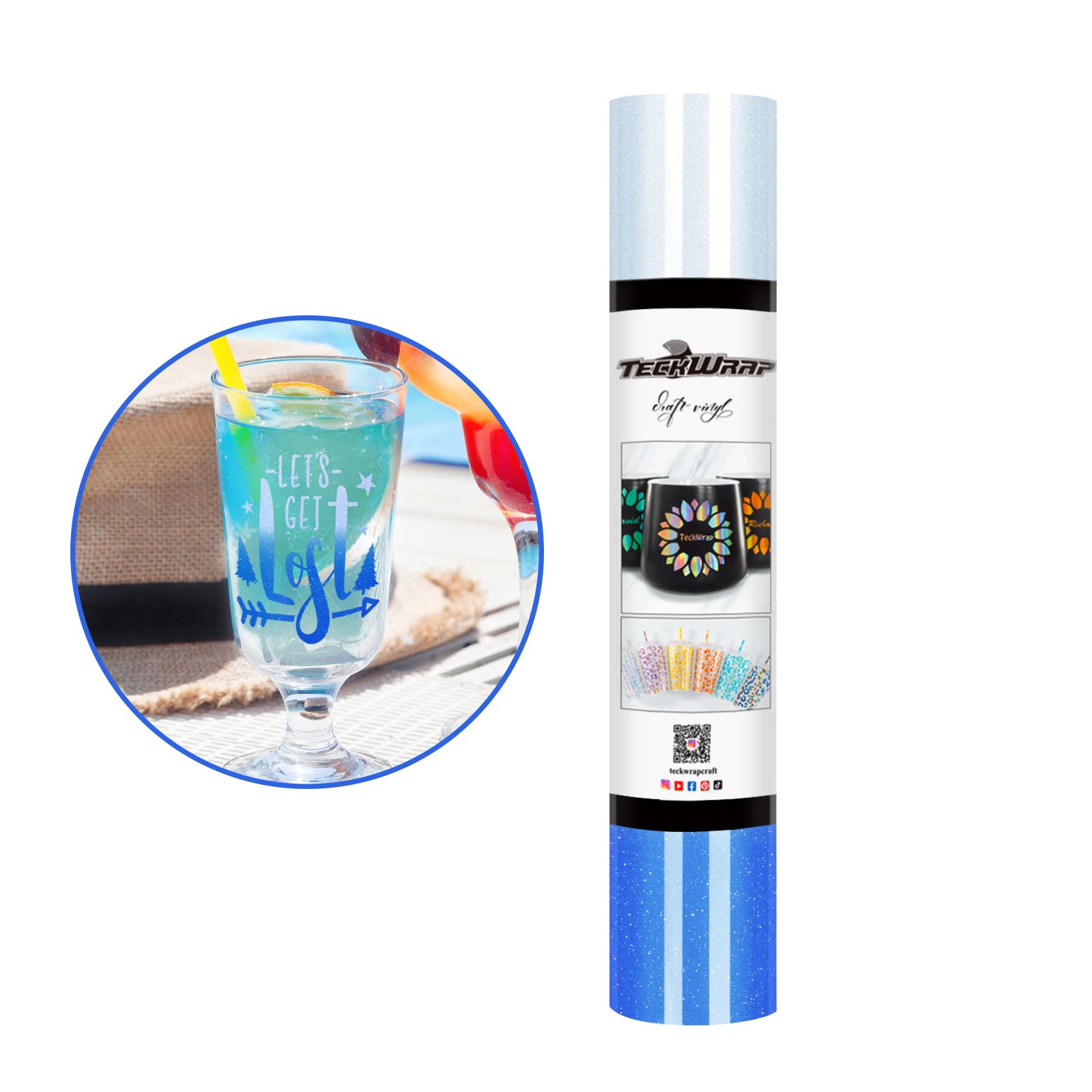 Shimmer Cold Color Change Adhesive Vinyl - 5ft / White to Blue - TeckwrapCraft