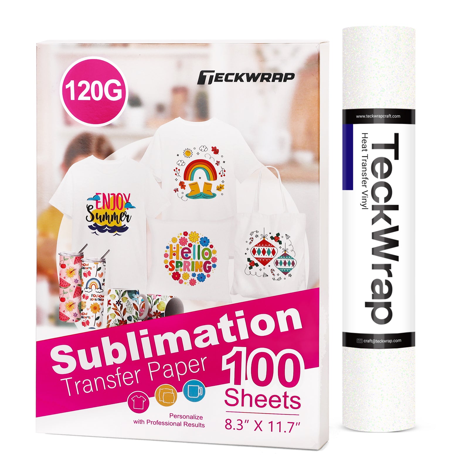 Glitter Colorful White HTV & Sublimation Paper Bundle