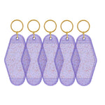 Motel Keychains Blanks 5pcs Glitter Purple