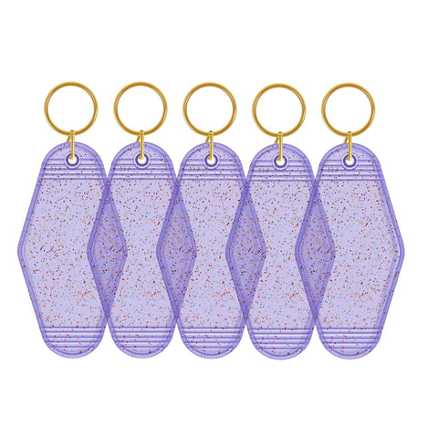 Motel Keychains Blanks - 5pcs / Glitter Purple - TeckwrapCraft